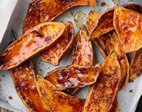 Hot Honey Roasted Sweet Potatoes