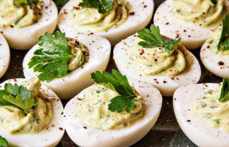 Spicy Salsa Verde Deviled Eggs