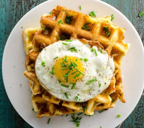 Green Chile Chorizo Cornbread Waffles