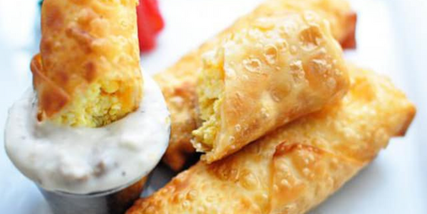 Green Chile Breakfast Eggrolls with Jalapeno Gravy