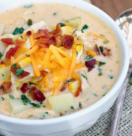 Smoky Green Chile Cheddar Potato Soup