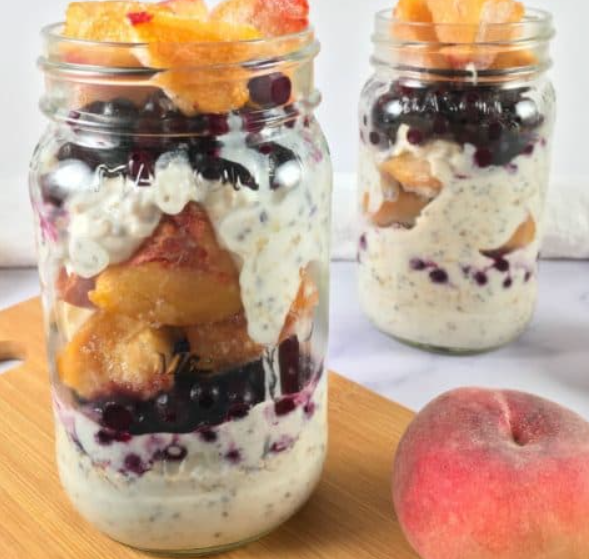 Peach Blueberry Lavender Overnight Oats