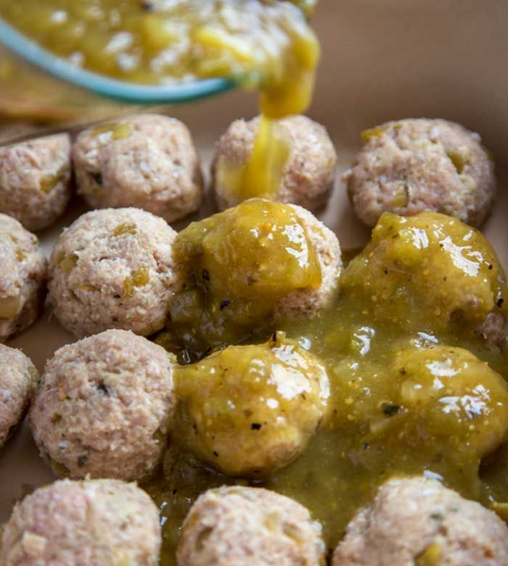 Cheese Stuffed Green Chile Meatballs (Complete Recipe)