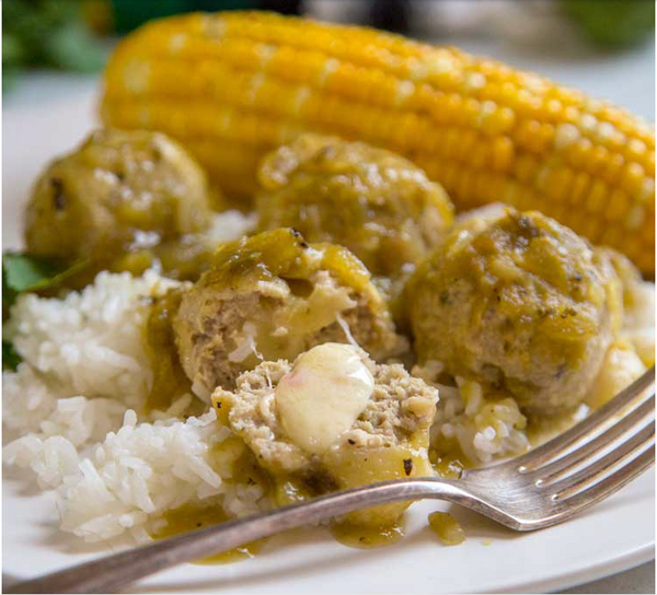 Green Chile Stuffed Meatballs