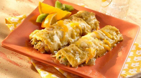 Green Chile Turkey Enchiladas with Pumpkin Sauce!