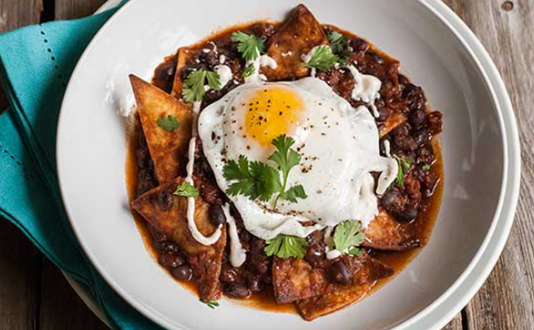 Hatch Green Chile and Black Bean Chilaquiles