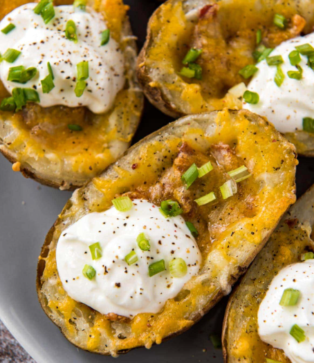 Green Chile Cheeseburger Potato Skins