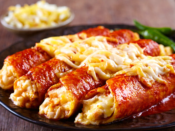 Hatch Red Chile Colorado Chicken Enchiladas