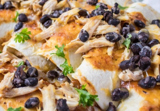 Black Bean, Potato and Green Chile Enchiladas