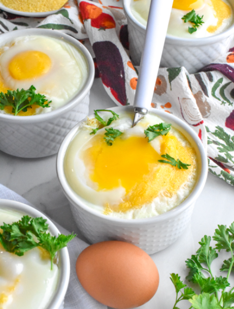 Hatch Green Chile Polenta and Baked Eggs