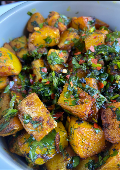 Green Chile and Garlic Herb Potato Salad