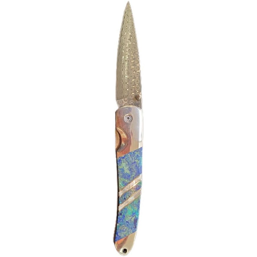 4 Inch Damascus Azurite Liner Lock Knife-#1 Ranked New Mexico Salsa &amp; Chile Powder | Made in New Mexico