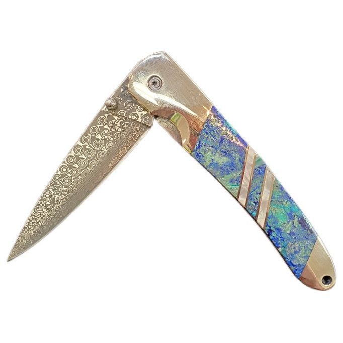 4 Inch Damascus Azurite Liner Lock Knife-#1 Ranked New Mexico Salsa &amp; Chile Powder | Made in New Mexico