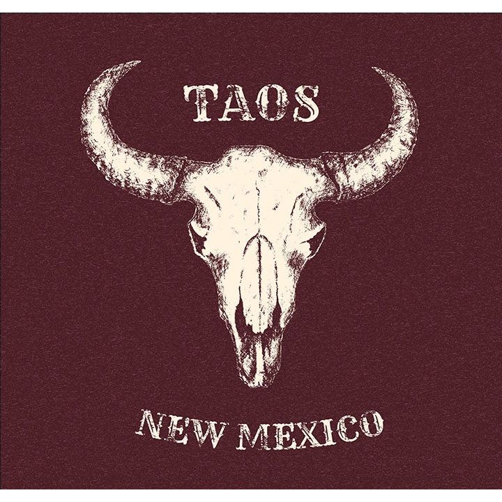 Buffalo Skull Taos Tee Maroon-#1 Ranked New Mexico Salsa &amp; Chile Powder | Made in New Mexico