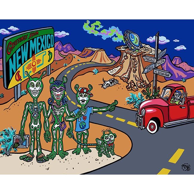 Greetings from New Mexico Giclee 50" x 30"-#1 Ranked New Mexico Salsa &amp; Chile Powder | Made in New Mexico