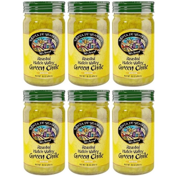 Roasted Hatch Valley Green Chile SF Seasons Medium 6 Pack-#1 Ranked New Mexico Salsa &amp; Chile Powder | Made in New Mexico