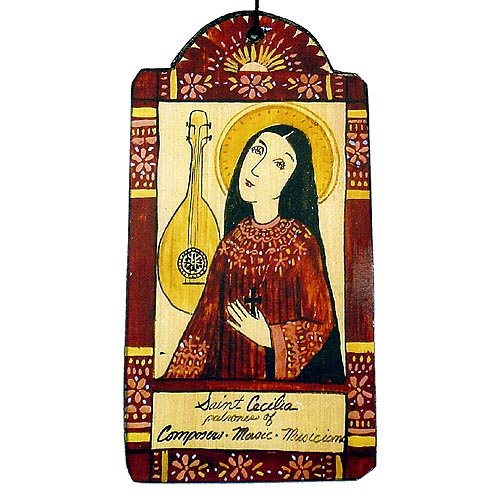 Santa Cecilia Retablo Ornament-#1 Ranked New Mexico Salsa &amp; Chile Powder | Made in New Mexico