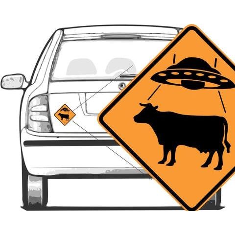 UFO Cow Crossing Sticker-#1 Ranked New Mexico Salsa &amp; Chile Powder | Made in New Mexico