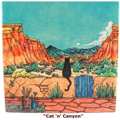 Whimsical Tiles: Cat 'n' Canyon Tile-#1 Ranked New Mexico Salsa &amp; Chile Powder | Made in New Mexico