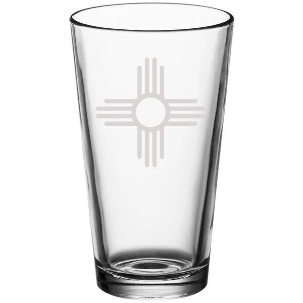 Zia Etched Pint Glass-#1 Ranked New Mexico Salsa &amp; Chile Powder | Made in New Mexico