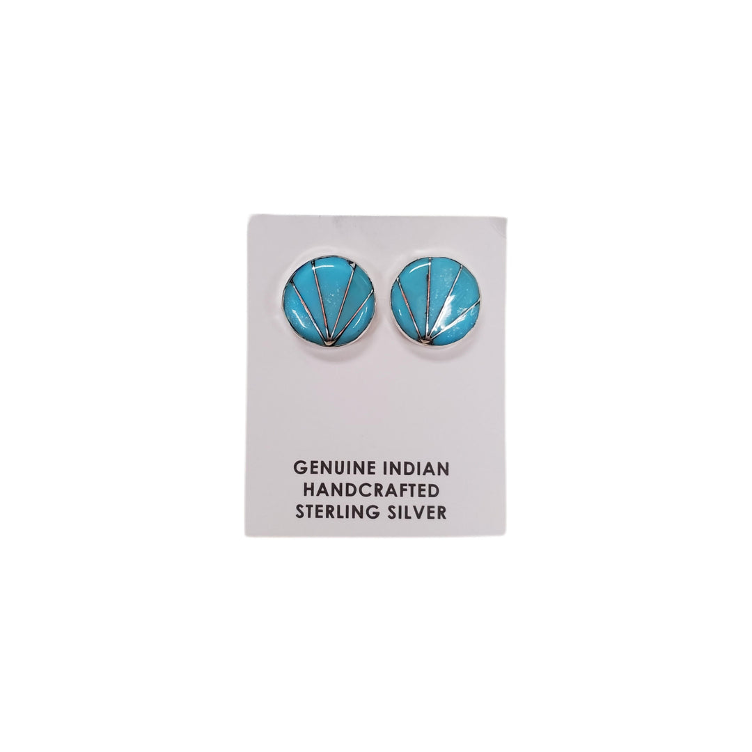 Zuni Turquoise round stud earring-#1 Ranked New Mexico Salsa &amp; Chile Powder | Made in New Mexico